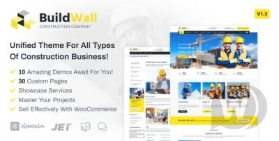 BuildWall v1.3.1 - шаблон строительной компании WordPress