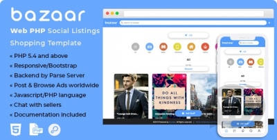 Bazaar | Web PHP Social Listings/Classifieds Shopping Template