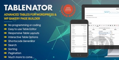 Tablenator v2.1.5 - таблицы для конструктора страниц WPBakery Page Builder