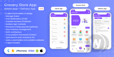 Grocery, Food, E-commerce Single Vendor Store with Admin App and Delivery App v 1.3.0